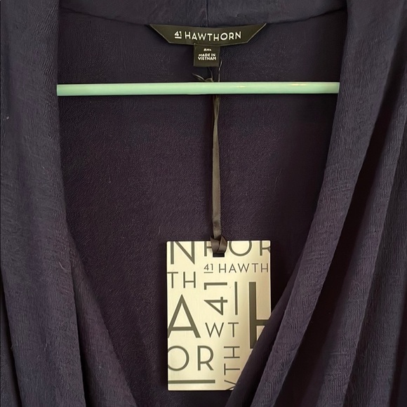 41 Hawthorn Navy Wrap Ruched Knit Blouse - Picture 4 of 4